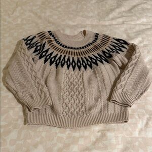 Mini A Ture Beige and Black Patterned Sweater